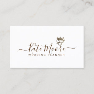 Carte De Visite Triple Coeur Et Wedding planner De Script Couronne
