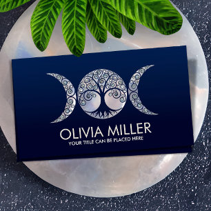 Carte De Visite Triple Lune - Arbre de vie - Moonstone et Perle