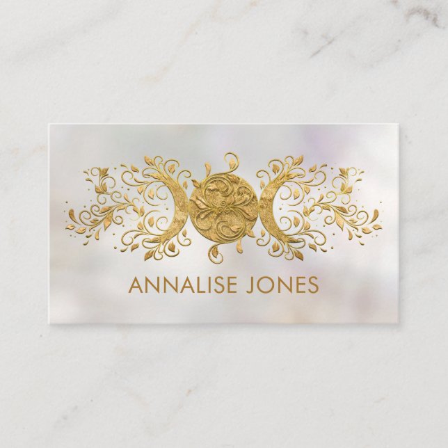 Carte De Visite Triple Lune - Triple Déesse Ornement doré Bousi (Devant)