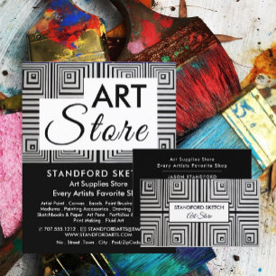 Carte De Visite Trippy Maze Carrés, Boutique de fournitures d'art