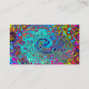 Carte De Visite Trippy Sky Blue Abstrait Retro Liquid Swirl