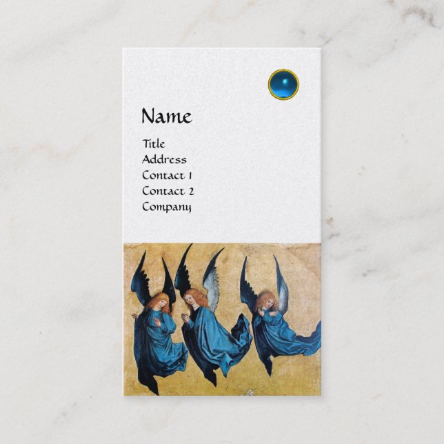 Carte De Visite TROIS ANGELS MONOGRAM, Sapphire Bleu Pearl Blanc (Devant)