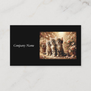 Carte De Visite Trois chatons Tabby adorables avec fleurs