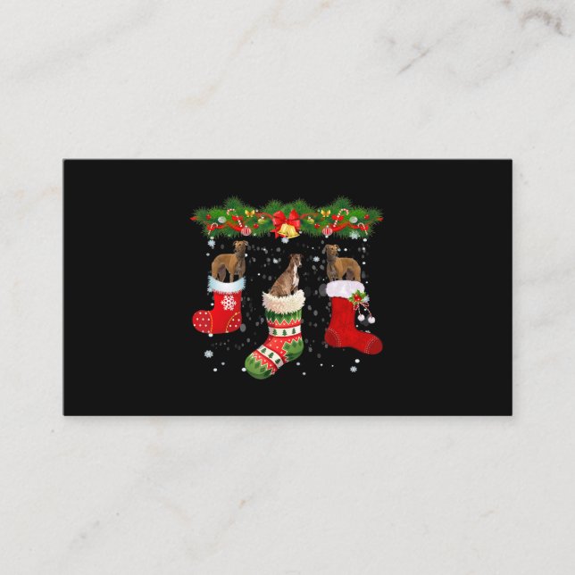 Carte De Visite Trois Chien Greyhhhop en choeur Noël Père Noël (Devant)