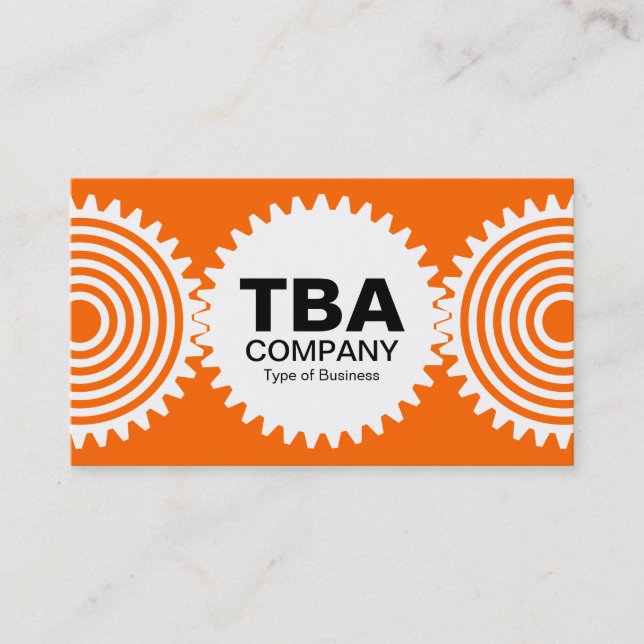 Carte De Visite Trois engrenages v3 - Orange FF6600 et Blanc (Devant)