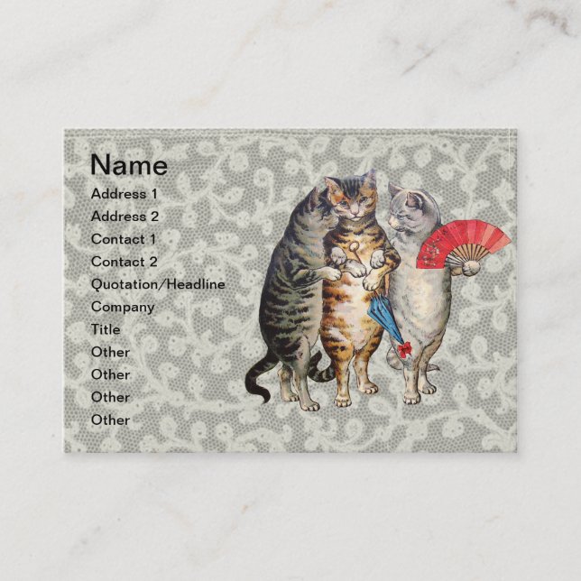Carte De Visite Trois Petits Chatons Illustration de Mère l'Oie (Devant)