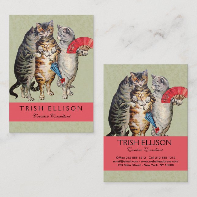 Carte De Visite Trois Petits Chatons Illustration de Mère l'Oie (Devant / Derrière)