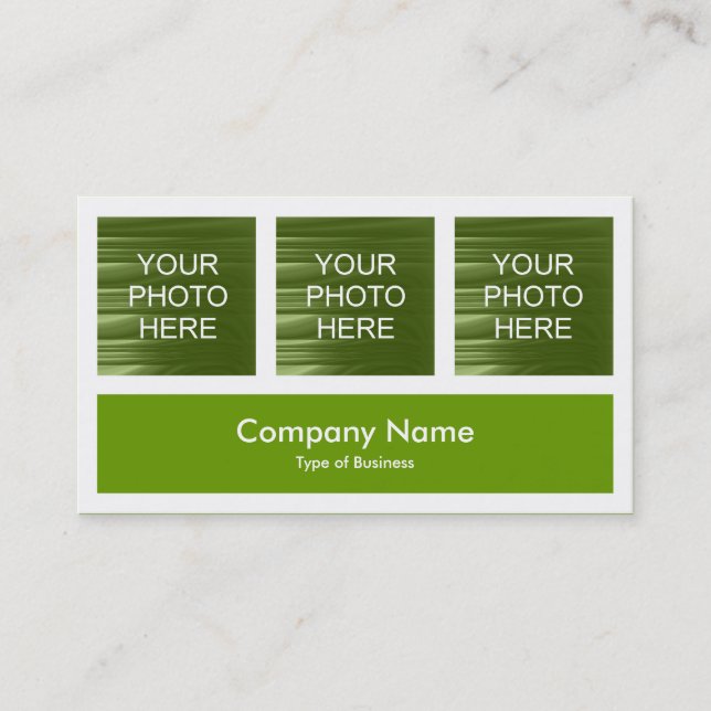 Carte De Visite Trois photos plus une - Vert avocat (Devant)