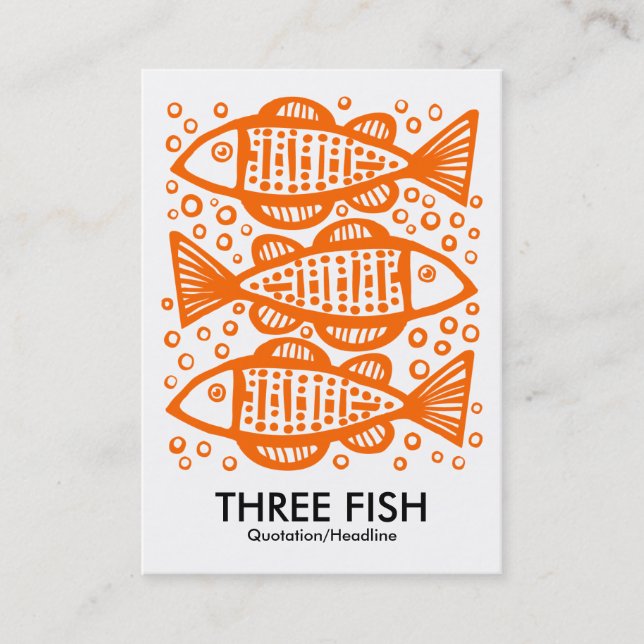 Carte De Visite Trois poissons - Orange sur Blanc (Devant)