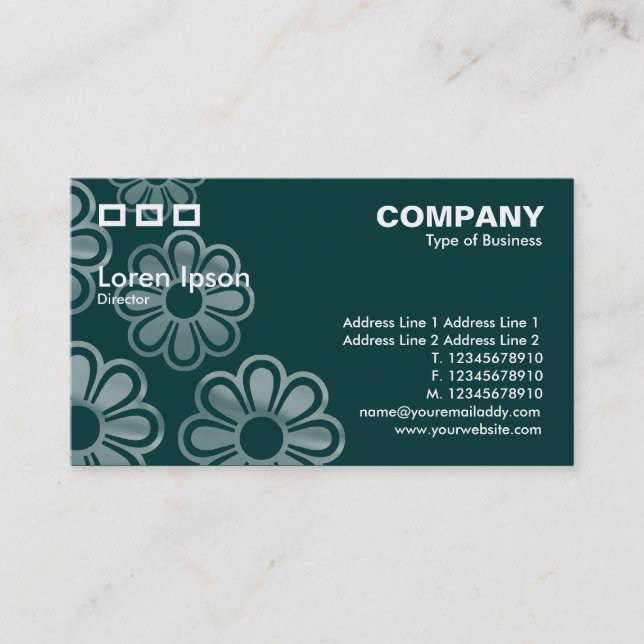 Carte De Visite Trois Rectangles - Cascade de fleurs vert foncé (Devant)