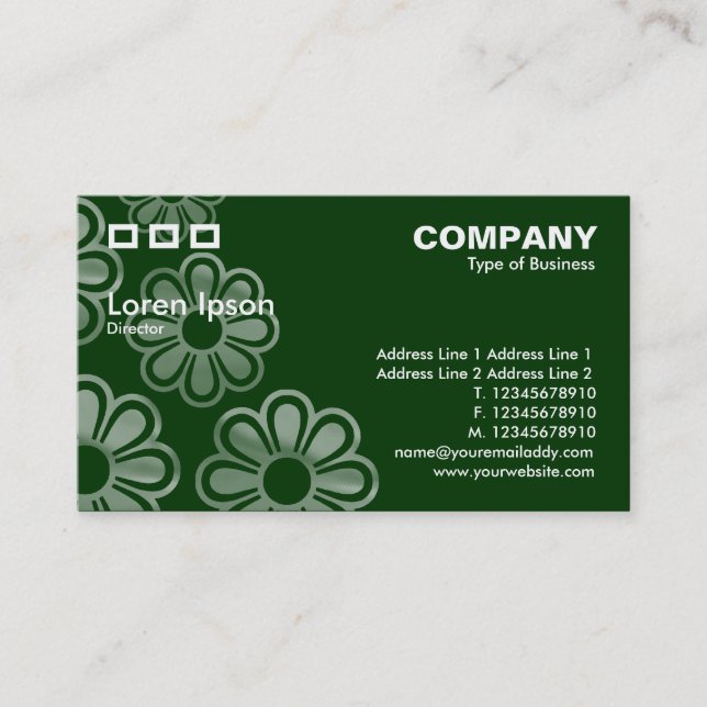 Carte De Visite Trois Rectangles - Cascade de fleurs vert foncé (Devant)