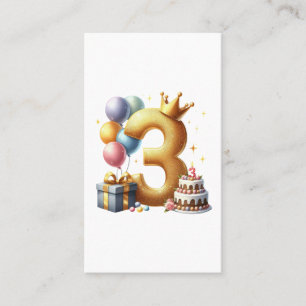 Carte De Visite Troisième anniversaire doré