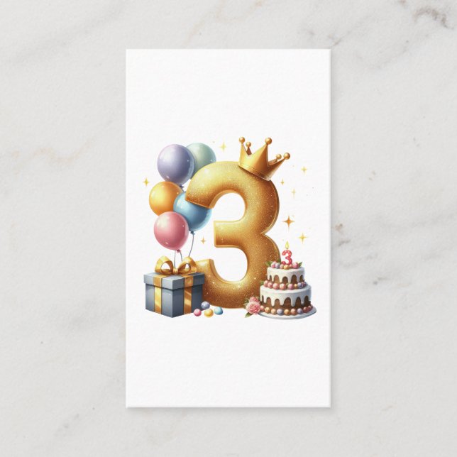 Carte De Visite Troisième anniversaire doré (Devant)