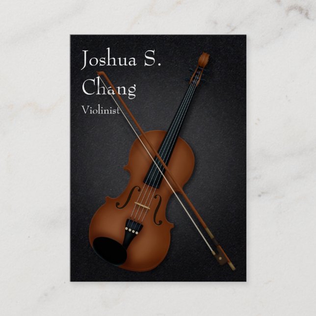 Carte De Visite Trompe L'oeil Violon & Bow Musician's (Texte blanc (Devant)