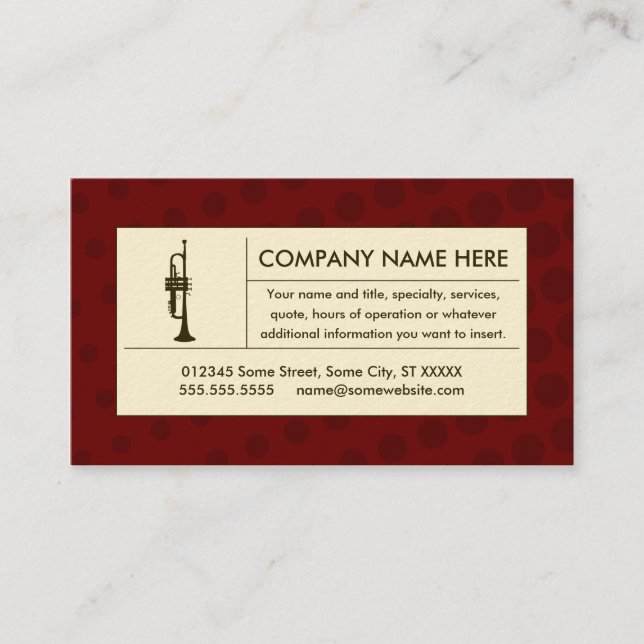 Carte De Visite trompette tramée (Devant)