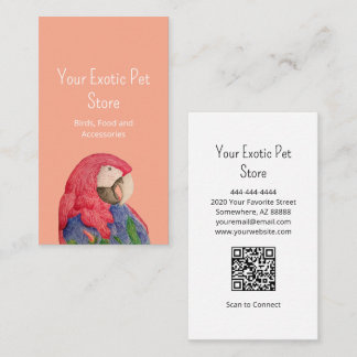 Carte De Visite Tropical Bird Macaw QR code Pet Store