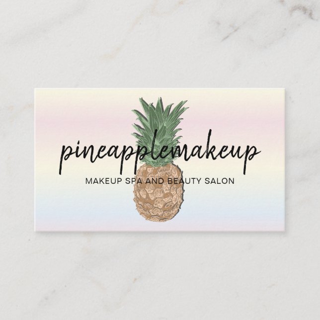 Carte De Visite Tropical Boho Chic Ananas Holographique (Devant)