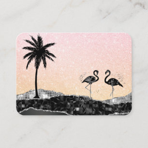 Carte De Visite *~* Tropical Crystal Agate Palm Tree Flamant rose