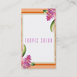 Carte De Visite Tropical Floral Orange Corail Moderne Botanique Ch