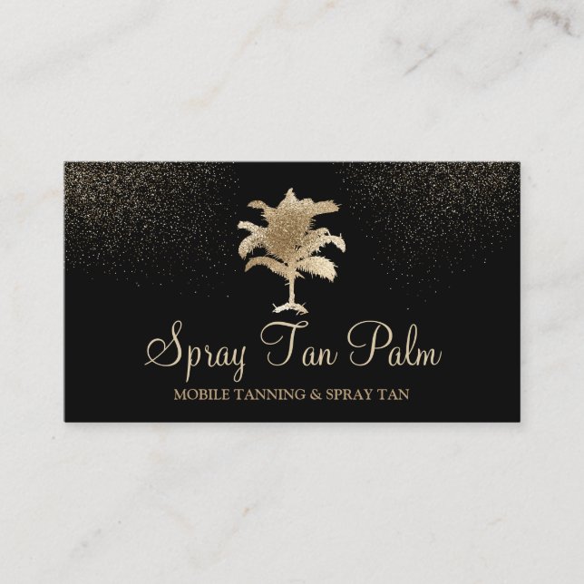 Carte De Visite Tropical Gold Palm Tree Tan Spray Sparkling (Devant)