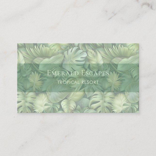 Carte De Visite Tropical Leaves Monogram Business Card (Devant)