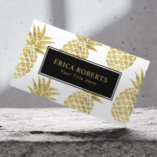 Carte De Visite Tropical moderne de motif d'or d'ananas