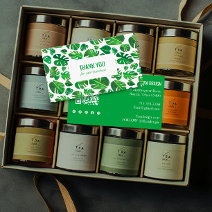 Carte De Visite Tropical Monstera Leaf QR Code Icônes sociales Mer