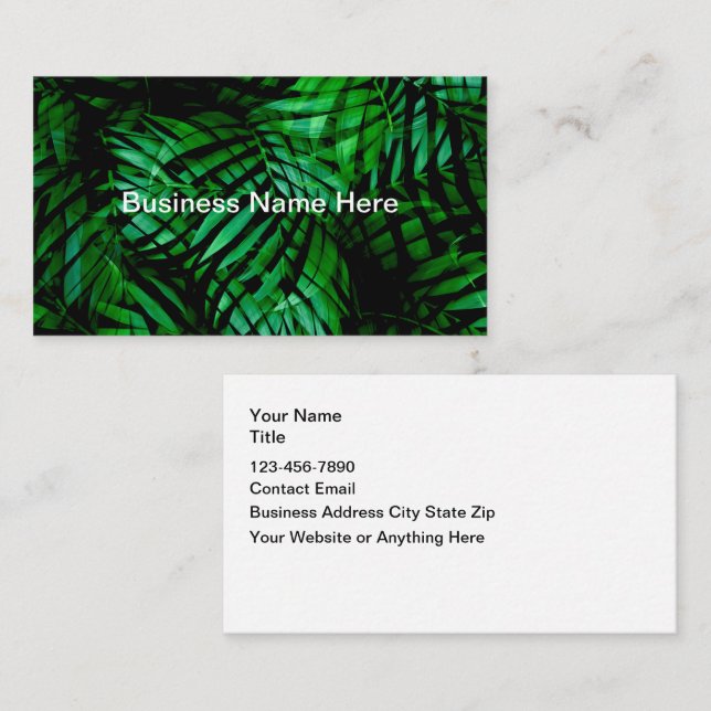 Carte De Visite Tropical Palm Leaves Theme Business Cards (Devant / Derrière)