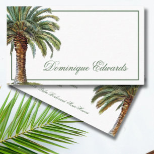 Carte De Visite Tropical Palm Tree Green Chic Professional