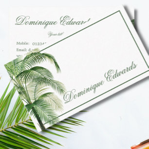 Carte De Visite Tropical Palm Tree Green Professional Chic