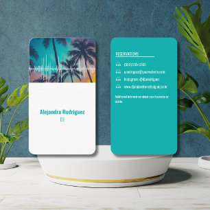 Carte De Visite Tropical Palm Trees Sound Waves battre DJ Turquois