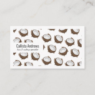 Carte De Visite Tropical Summer Brown Blanc Coco Motif Fruit