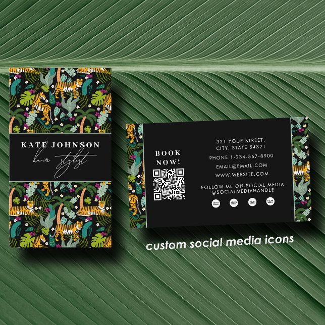 Carte De Visite Tropical Tiger Salon Hair Stylist Makeup  (Tropical Tiger Salon Hair Stylist Makeup Business Card)