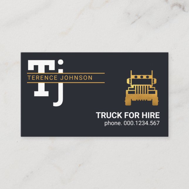 Carte De Visite Trucker simple Monogram Gold Lines (Devant)