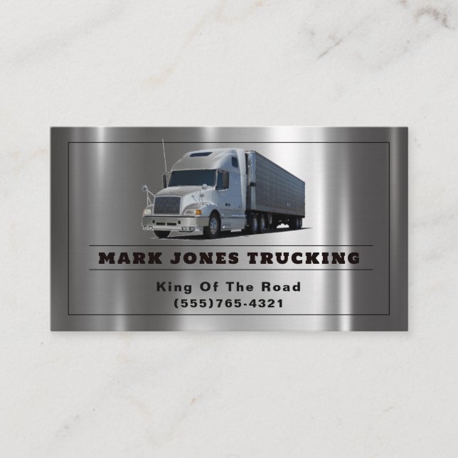 Carte De Visite Trucker Transport Semi Trucking Métal (Devant)