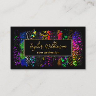 Carte De Visite Trucs de pinceau arc-en-ciel Neon