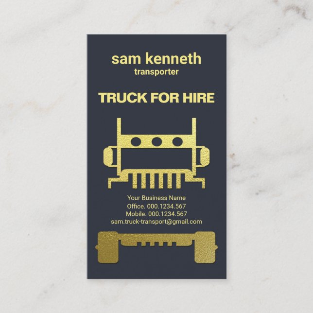 Carte De Visite Trucs Gold Semi Truck Exquise Blue Trucker (Devant)
