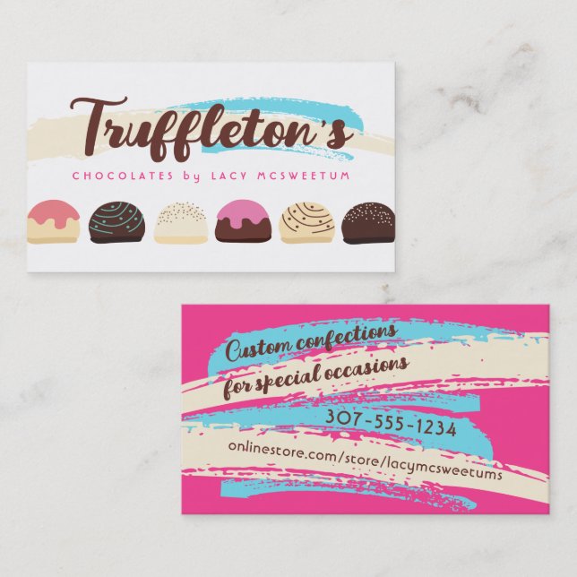 Carte De Visite Truffes de chocolat confections bonbons bonbons bo (Devant / Derrière)