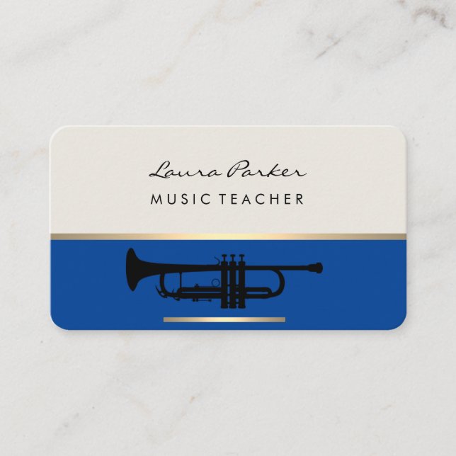 Carte De Visite Trumpet Music Instrument Gold Blue (Devant)