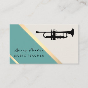 Carte De Visite Trumpet Musicien de musique Enseignant rétro Gold