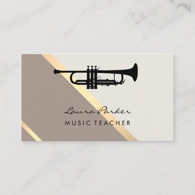Carte De Visite Trumpet Musicien Musique Instrument Or (Devant)