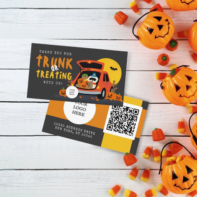 Carte De Visite Trunk ou traiter Halloween Ghoulish Citrouille (Trunk or Treat Halloween Coupon Business Cards Pack of 100. Pumpkin Trunk Design)