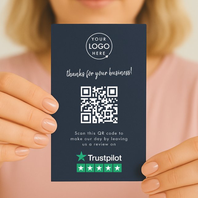 Carte De Visite Trustpilot Examen Merci d'affaires QR Code Marine (Créateur téléchargé)
