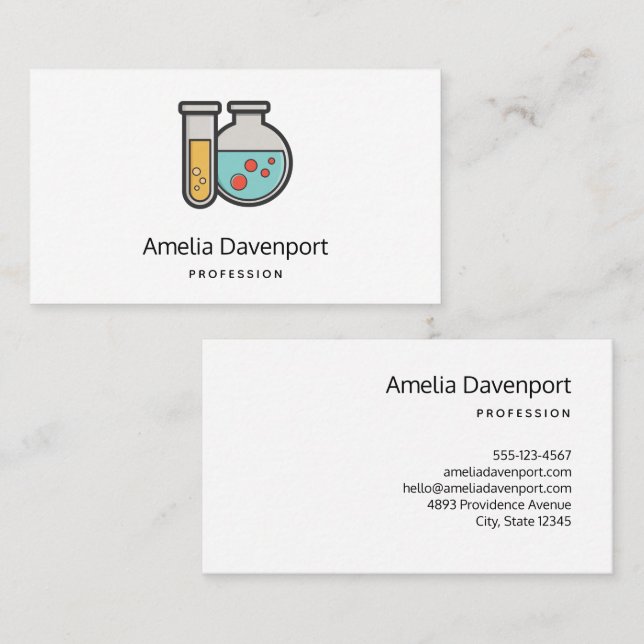 Carte De Visite Tube d'essai de chimie et bécher (Devant / Derrière)