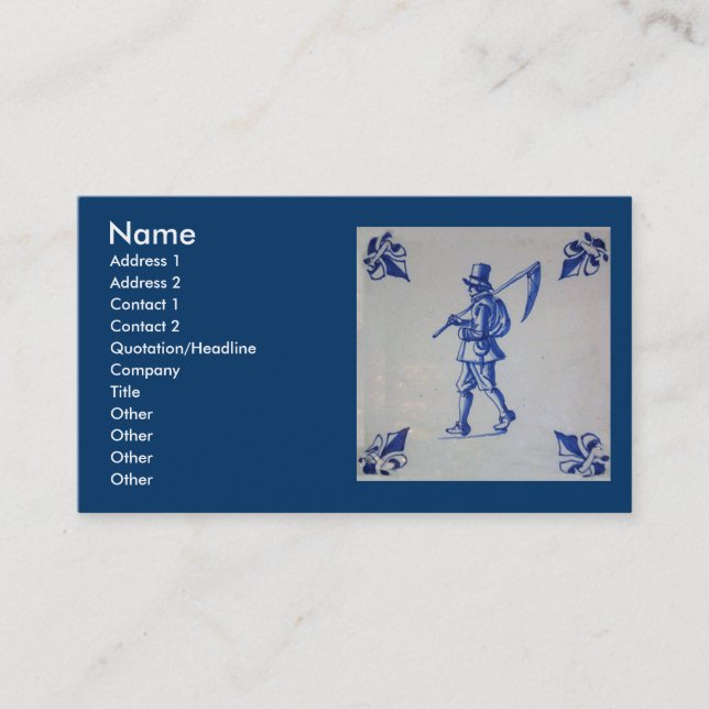 Carte De Visite Tuile bleue de Delft - modèle (Devant)