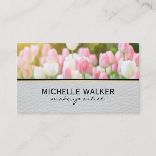 Carte De Visite Tulipe Élégante Fleur   Fleuriste   Cuir