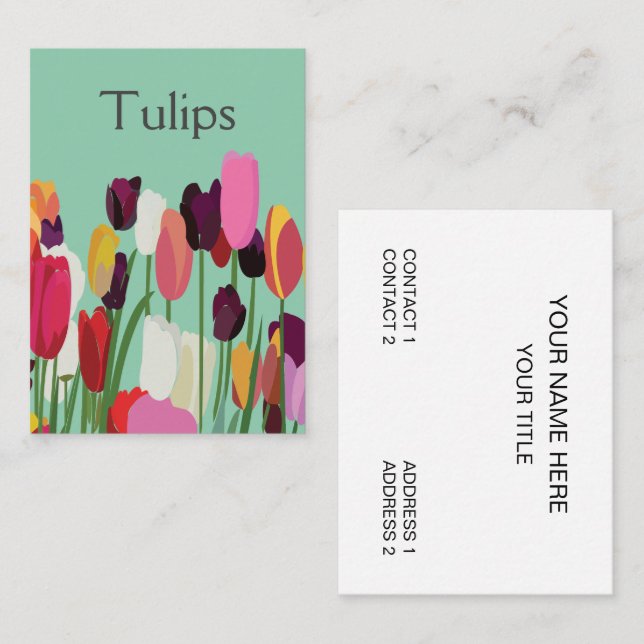 Carte De Visite Tulipe florale colorée (Devant / Derrière)