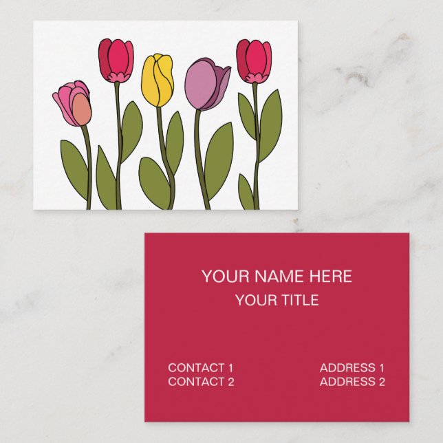 Carte De Visite Tulipe florale colorée (Devant / Derrière)