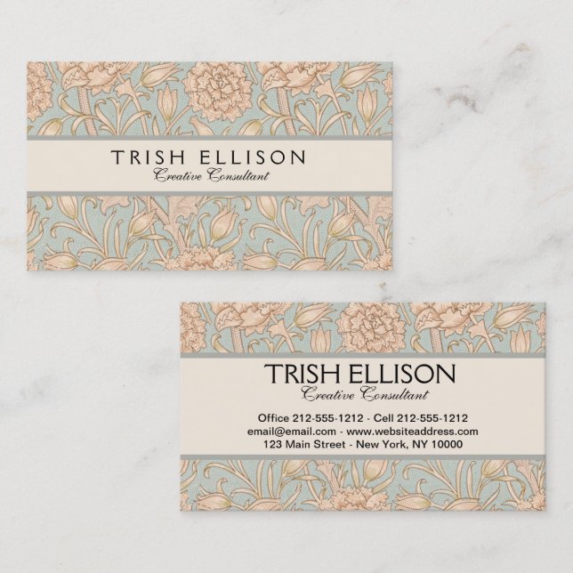 Carte De Visite Tulipe sauvage de William Morris, design floral (Devant / Derrière)