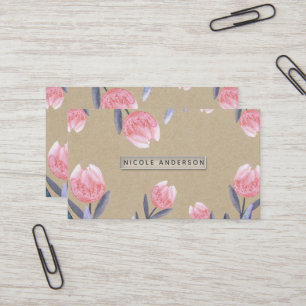 Carte De Visite Tulipes Aquarelle Pêche Eau Ressource Kraft Chic R